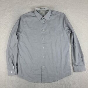 C Lab NYC Shirt Mens 16.5 - 34/35 Black Gray Slim Fit 4 Way Stretch Dress Button